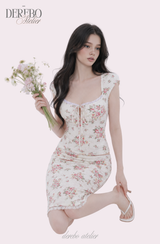 Antique Floral Perfume Skirt Two-Piece Set (blouse+skirt set)