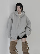 (unisex) オーバーフィットパディットフードジップアップ
