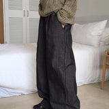 Dilkin ピンタックデニムバンディングロングワイドパンツ