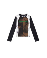 ブロックグラフィック LS Tシャツ _ BROWN