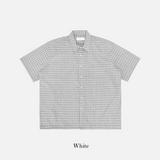 Dard pore check short-sleeved shirt