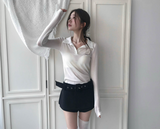 conte tone wool button collar top