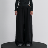 Essential 2-way String Banding Wide Sweat Pants - BLACK