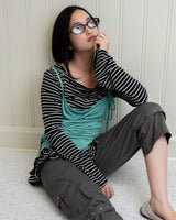 Stripe Ruffle Hem Layer Top