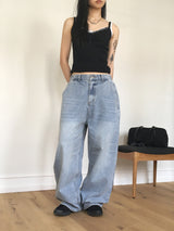 [MADE] Betz light washing back banding wide denim pants