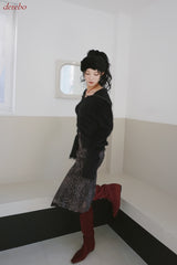chiffon banding leopard long skirt
