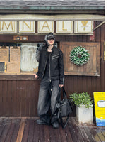 Shard crack wide denim pants