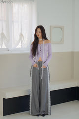 lace pocket wide slacks