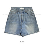 Linear washing denim short pants