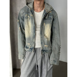 [Unisex] Destroyed denim hood jacket(2color)