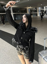 Damage Fur Denim Jacket