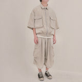 street shape shortsleeve zipup_beige