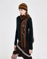 Ribbon Tied Muffler _ BROWN