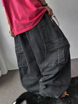 Eve Parachute Cargo Balloon Denim Pants 3color