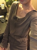 moodfit off-shoulder zip-up