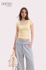Minky Square Slim Color Short Sleeve T-shirt
