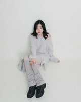 プードルデムーアテスターダメージ長袖ニットドレス (Muffler Set)