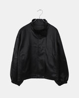 Dumb High-Neck Panel Pocket String Leather Jacket