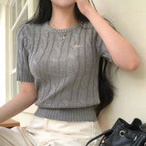 [BELLIDE MADE] Horin Cable Round Short Sleeve Knitwear