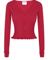 Pearl Button Frill Knit Cardi
