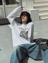 グローイングプリンティングベルベット長袖Tシャツ