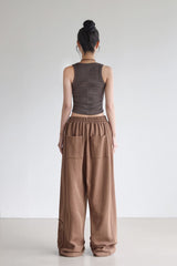 Applique Point Sweatpants - BROWN