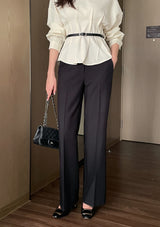 Doberin Open Collar Pintuck Blouse (Belt Set)