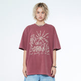 キャストドリームズノーウォーリーズピグメントハーフスリーブTシャツ コーラルピンク