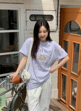 オーシャンプリンティングルーズショートスリーブtシャツ