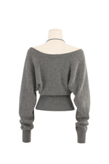 Giselle off-shoulder V-knit