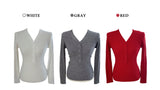 Muse V-neck Button-down Long Sleeve T-Shirt (3 Colors)