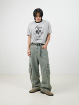 Lur banding cargo denim 2color