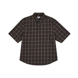  POCKET CHECK HALF SHIRTS (BROWN)