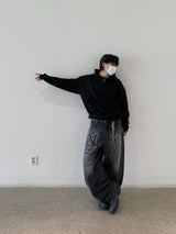 Louis High-Neck Muji Cropped Hoodie 3C