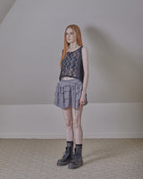 ethnic lace hoodie sleeveless / black