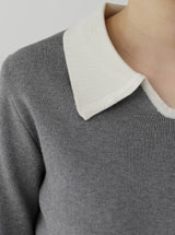 Classic Color Matching Collar Knit