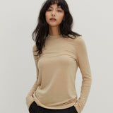 ウールライクベーシックTシャツ ベージュ