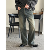 [Unisex] Oil semi wide denim pants