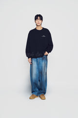24FW アップサイドダウンロゴナッピングズリースウェットシャツブラック