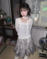 (2color) Crinkle Flower Embroidery Sleeveless Camisole Top