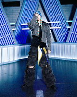 WASH-DENIM CARGO PANTS MULTI POCKET (Black)