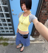 OVERLAP HALTER TEE