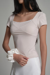 Fairy Lace layered Top, Milk Beige