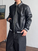 Twin Line Leather Jacket (2color) (No.995)