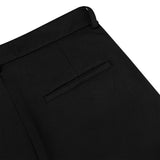 Metal Label Wide Trouser Pants - Black
