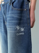 DEMON SIDE DIRTY LOGO DENIM BANDING PANTS UNISEX