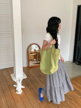 Hinari Check Tiered Banding Long Skirt