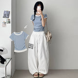 スリムフィット✨カラーリングレイヤードサイドシャーリングショートスリーブTシャツ(4 colors)