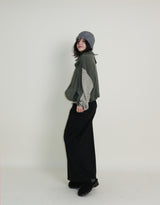 Hakata Stripe Coloring String Knitwear Zip-Up