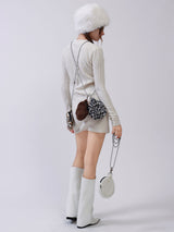 Fluffy Tambourine Chain Bag - Brown